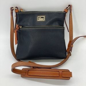 Dooney & Bourke small black, brown leather crossbody bag